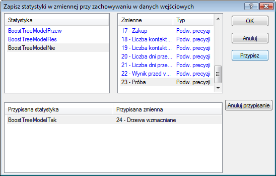 Po przeprowadzeniu obliczeń każdemu klientowi ze zbioru danych została przypisana miara skłonności do zakupu oferowanego produktu.