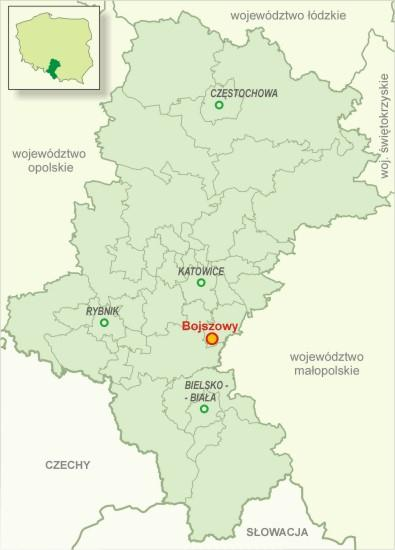POŁOŻENIE NIERUCHOMOŚCI Nieruchomość zlokalizowana jest w miejscowości Bojszowy, powiecie bieruńsko lędzińskim, bezpośrednio przy jednej z głównych ulic miejscowości, ulicy Gaikowej.