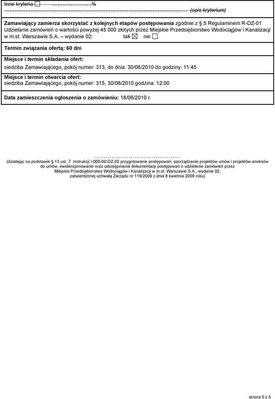 Przedsiębiorstwo Wodociągów i Kanalizacji w m.st. Warszawie S.A.