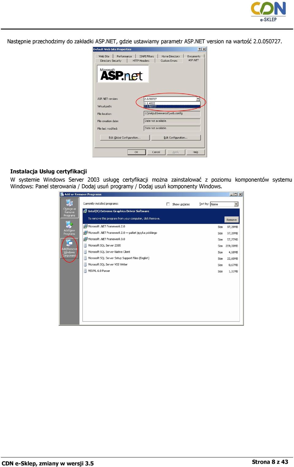 Instalacja Usług certyfikacji W systemie Windows Server 2003 usługę certyfikacji moŝna