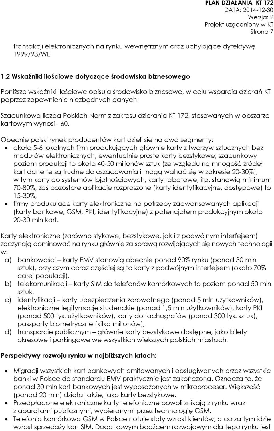 Polskich Norm z zakresu działania KT 172, stosowanych w obszarze kartowym wynosi - 60.