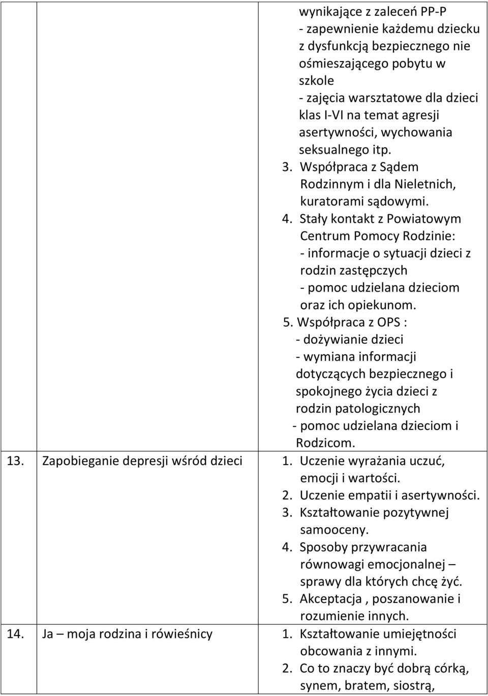 Stały kontakt z Powiatowym Centrum Pomocy Rodzinie: - informacje o sytuacji dzieci z rodzin zastępczych - pomoc udzielana dzieciom oraz ich opiekunom. 5.