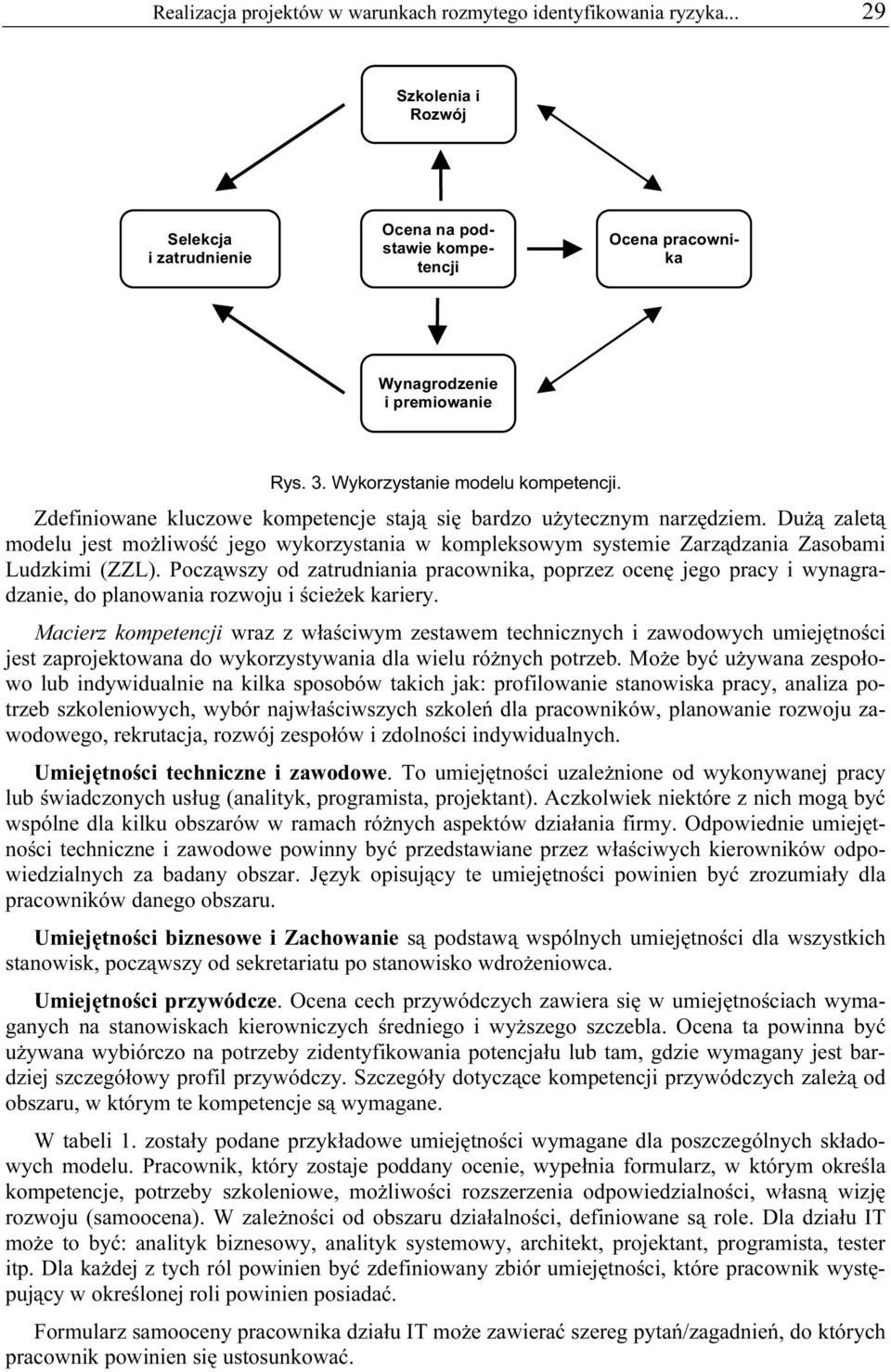 Dużą zaletą modelu jest możliwość jego wykorzystania w kompleksowym systemie Zarządzania Zasobami Ludzkimi (ZZL).