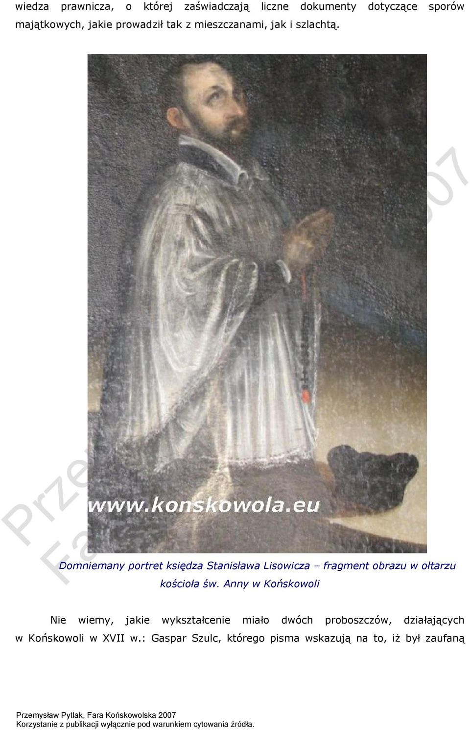 Domniemany portret księdza Stanisława Lisowicza fragment obrazu w ołtarzu kościoła św.