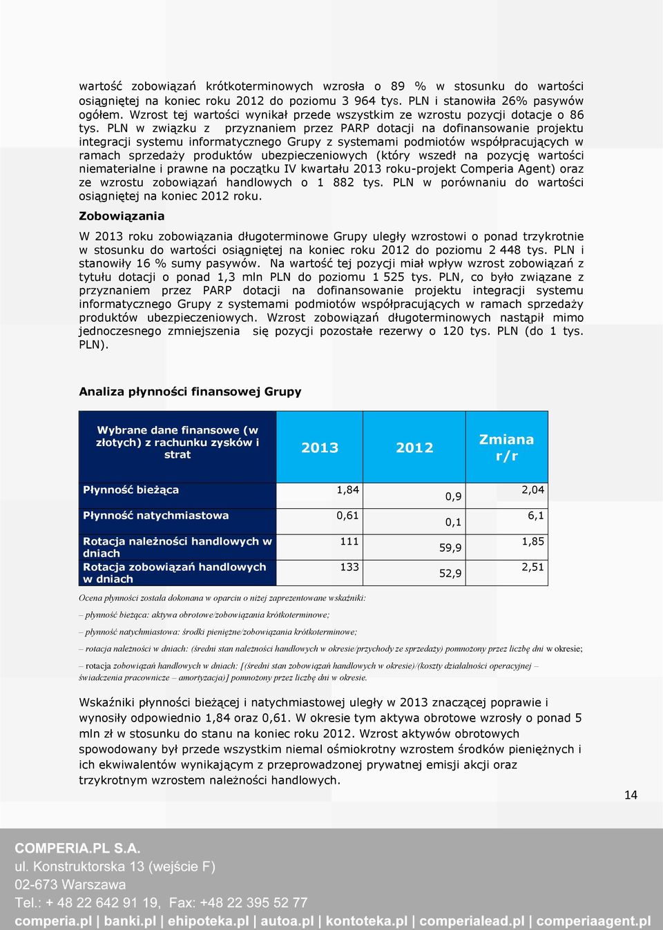 PLN w związku z przyznaniem przez PARP dotacji na dofinansowanie projektu integracji systemu informatycznego Grupy z systemami podmiotów współpracujących w ramach sprzedaży produktów