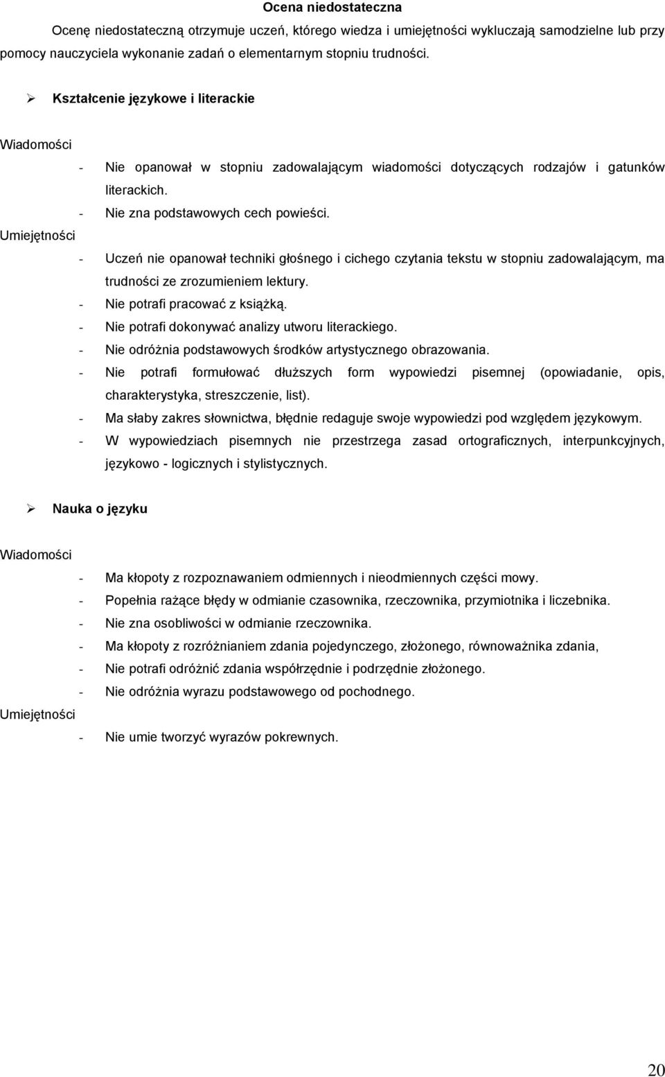 - Uczeń nie opanował techniki głośnego i cichego czytania tekstu w stopniu zadowalającym, ma trudności ze zrozumieniem lektury. - Nie potrafi pracować z książką.