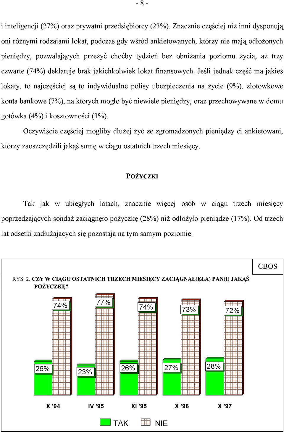 życia, aż trzy czwarte (7%) deklaruje brak jakichkolwiek lokat finansowych.