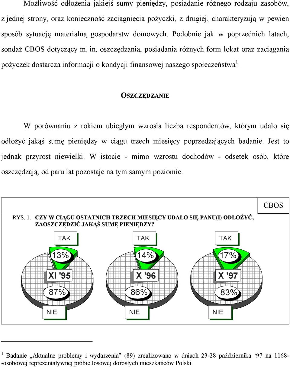 oszczędzania, posiadania różnych form lokat oraz zaciągania pożyczek dostarcza informacji o kondycji finansowej naszego społeczeństwa 1.