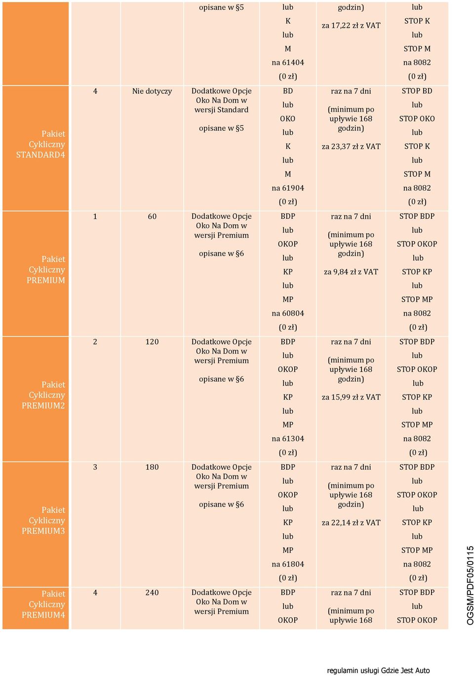 wersji Premium opisane w 6 BDP OKOP KP za 15,99 zł z VAT STOP BDP STOP OKOP STOP KP MP STOP MP na 61304 PREMIUM3 3 180 Dodatkowe Opcje wersji Premium opisane w 6 BDP OKOP KP za