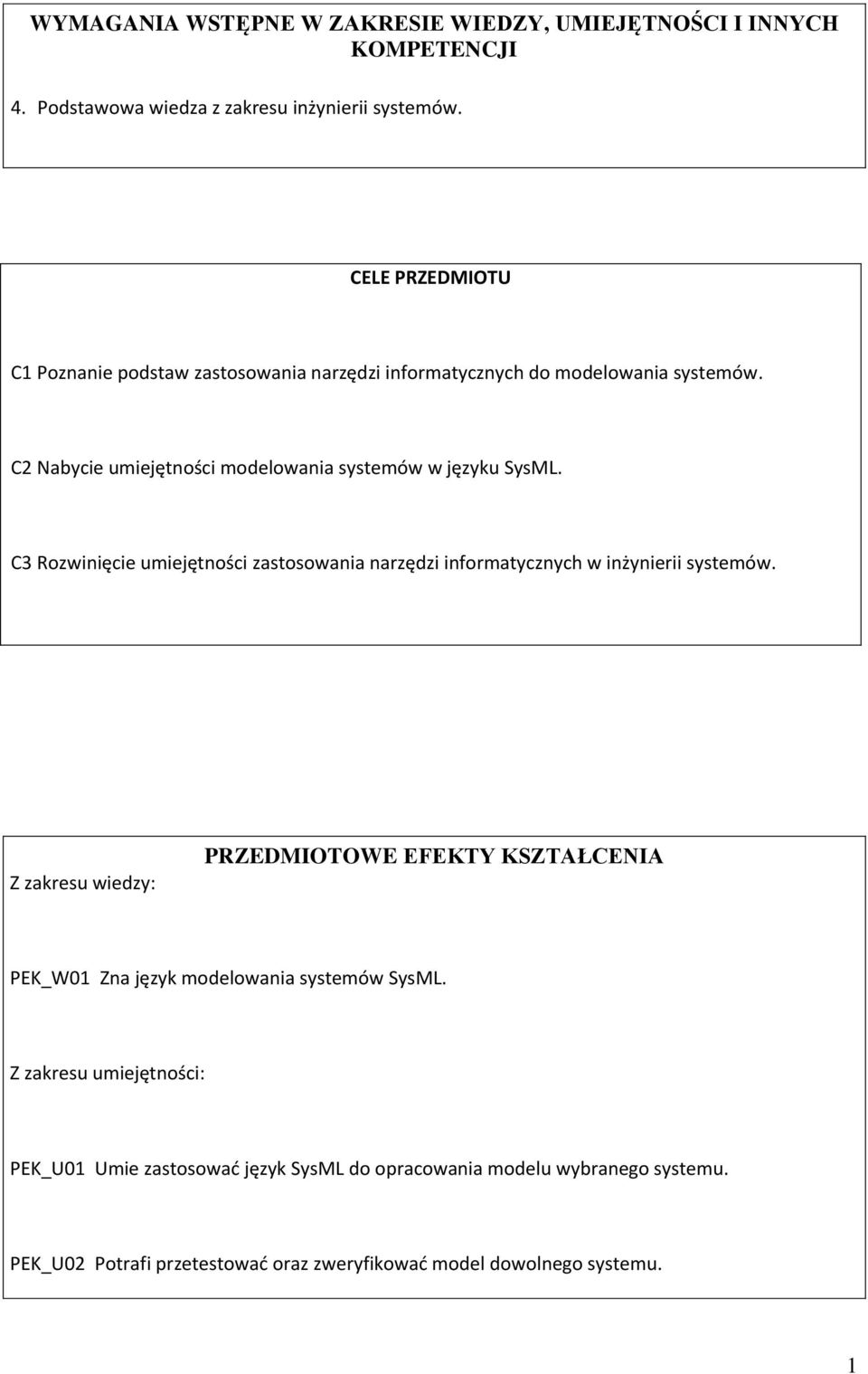 C3 Rozwinięcie umiejętności zastosowania narzędzi informatycznych w inżynierii systemów.