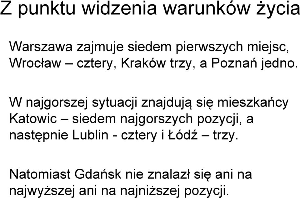 W najgorszej sytuacji znajdują się mieszkańcy Katowic siedem najgorszych