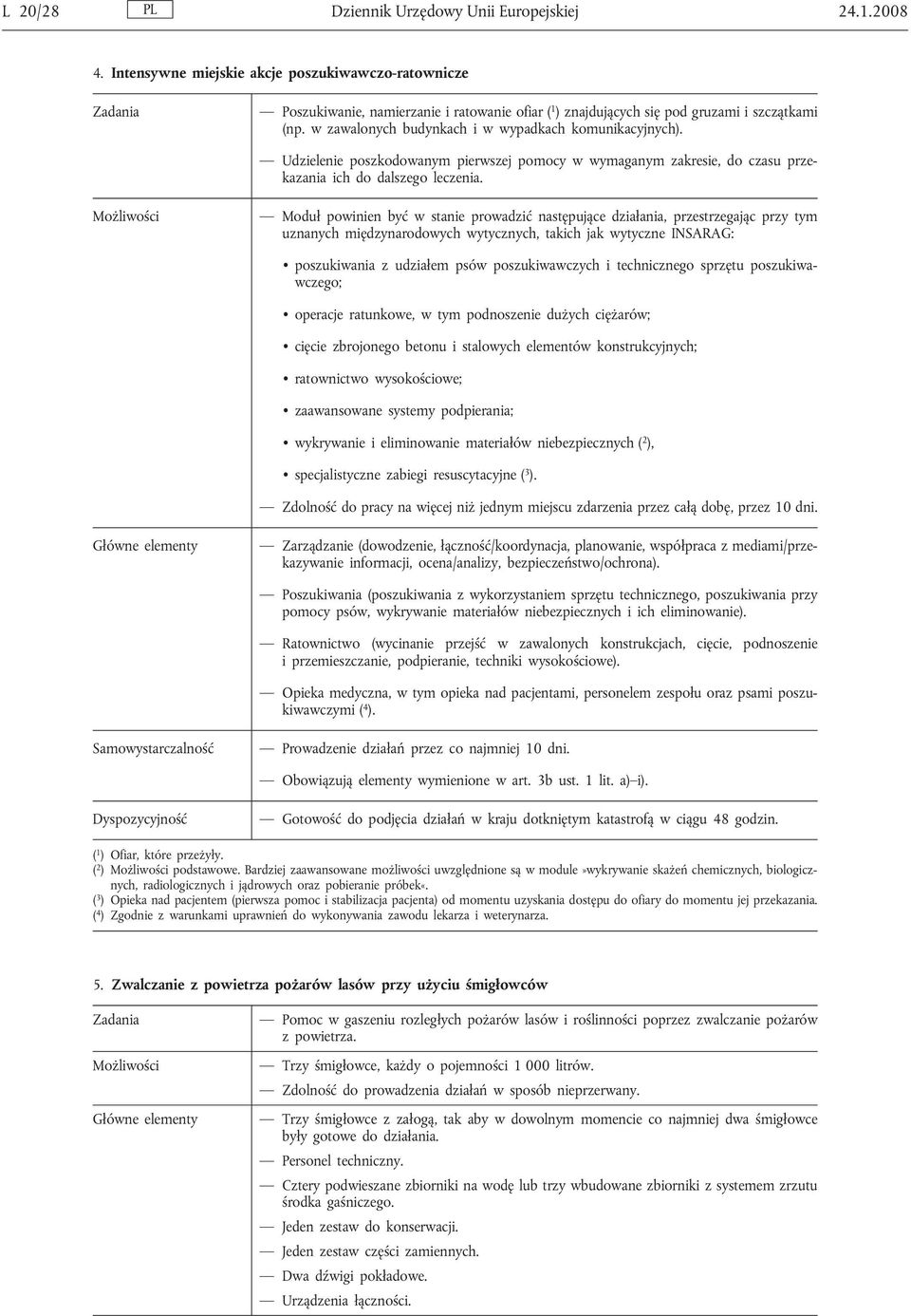 w zawalonych budynkach i w wypadkach komunikacyjnych). Udzielenie poszkodowanym pierwszej pomocy w wymaganym zakresie, do czasu przekazania ich do dalszego leczenia.