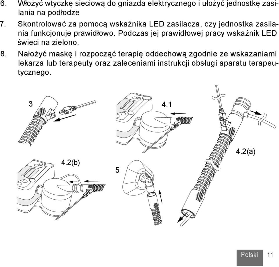 Podczas jej prawidłowej pracy wskaźnik LED świeci na zielono. 8.