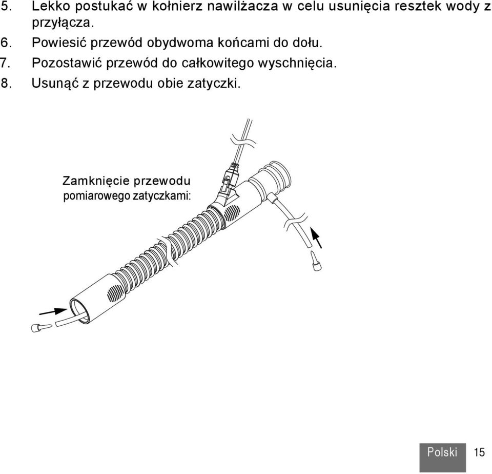 Pozostawić przewód do całkowitego wyschnięcia. 8.