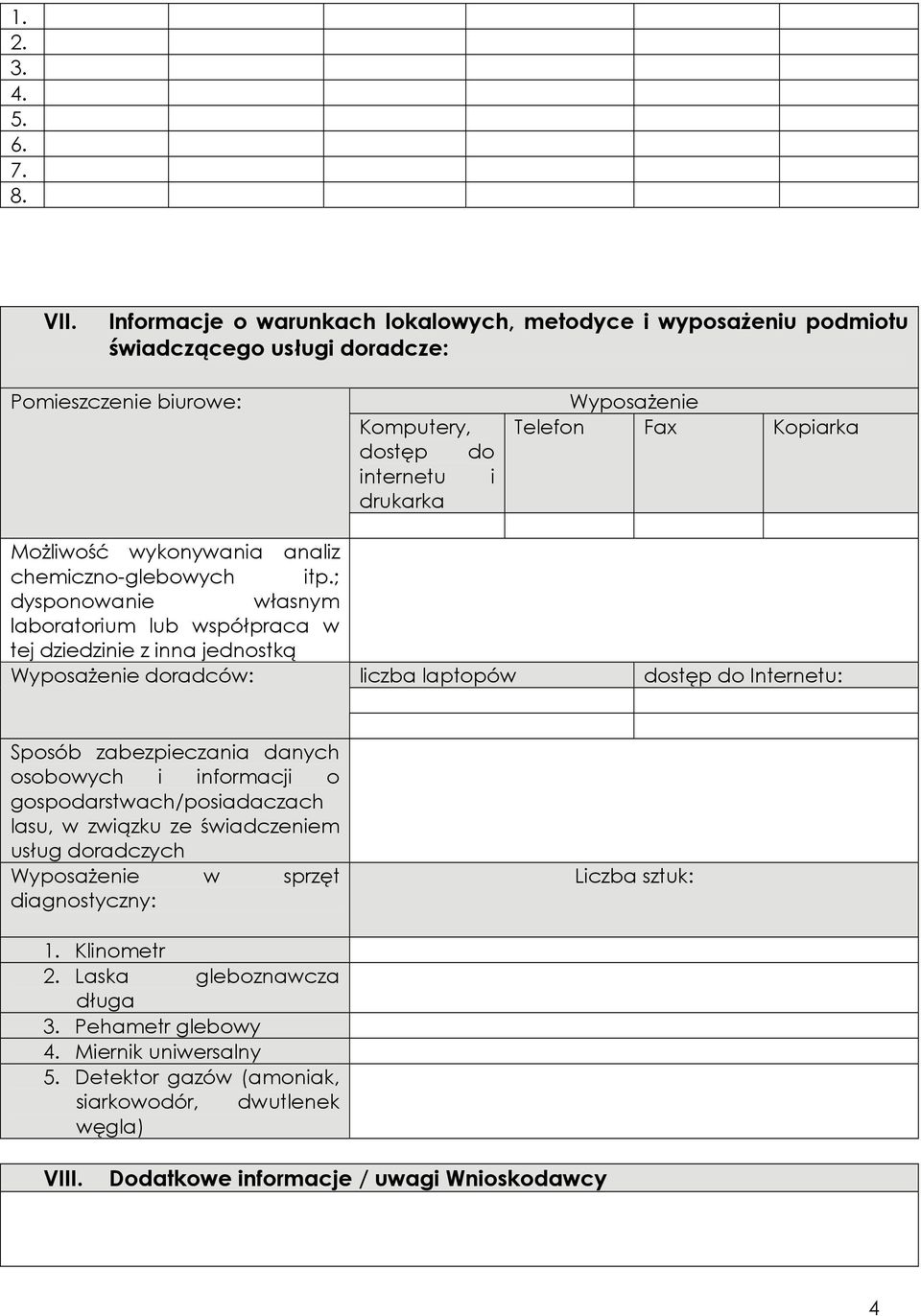 Możliwość wykonywania analiz chemiczno-glebowych itp.