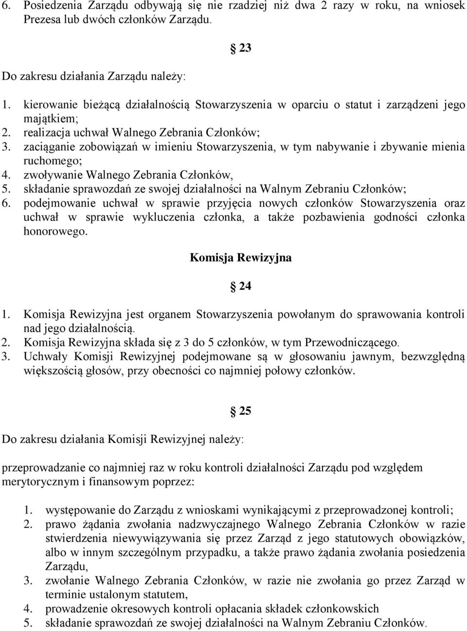 zaciąganie zobowiązań w imieniu Stowarzyszenia, w tym nabywanie i zbywanie mienia ruchomego; 4. zwoływanie Walnego Zebrania Członków, 5.