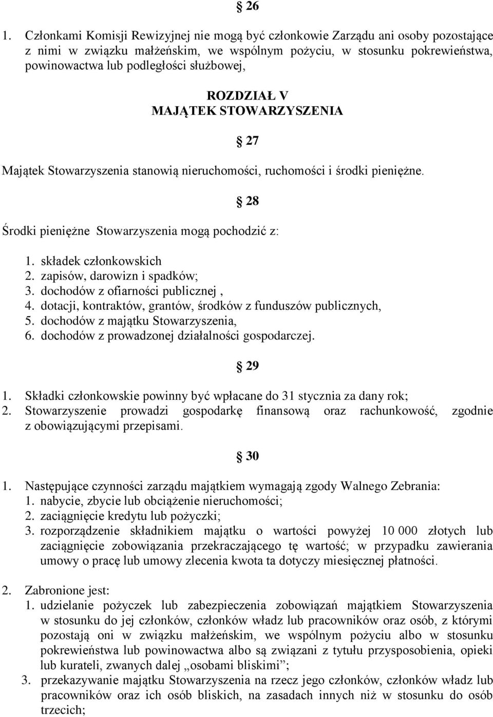 składek członkowskich 2. zapisów, darowizn i spadków; 3. dochodów z ofiarności publicznej, 4. dotacji, kontraktów, grantów, środków z funduszów publicznych, 5. dochodów z majątku Stowarzyszenia, 6.