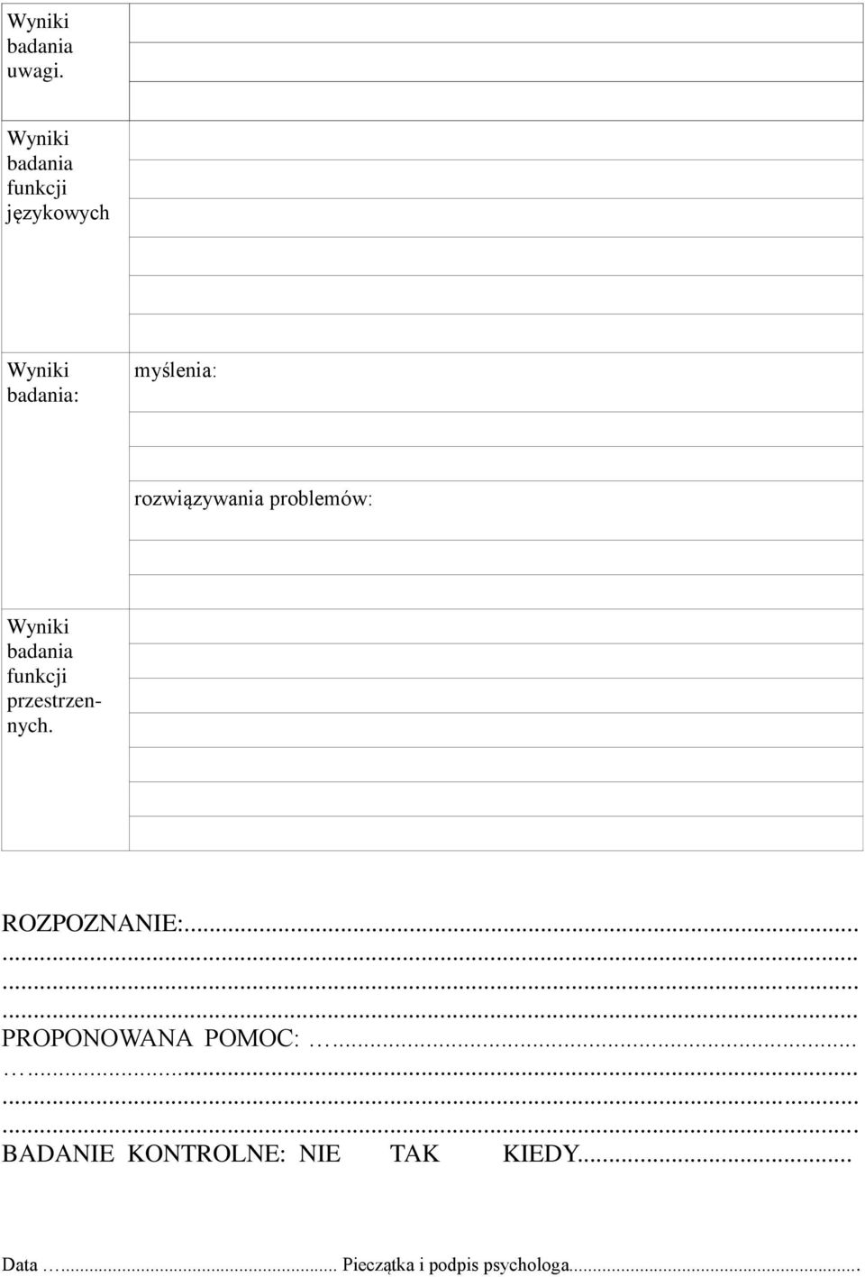 rozwiązywania problemów: Wyniki badania funkcji przestrzennych.