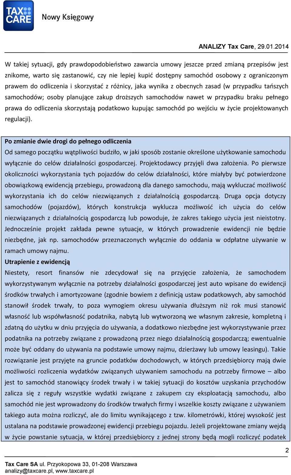 skorzystają podatkowo kupując samochód po wejściu w życie projektowanych regulacji).