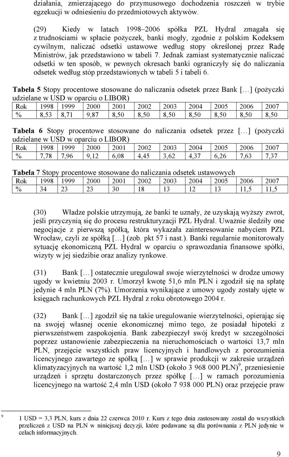 przez Radę Ministrów, jak przedstawiono w tabeli 7.