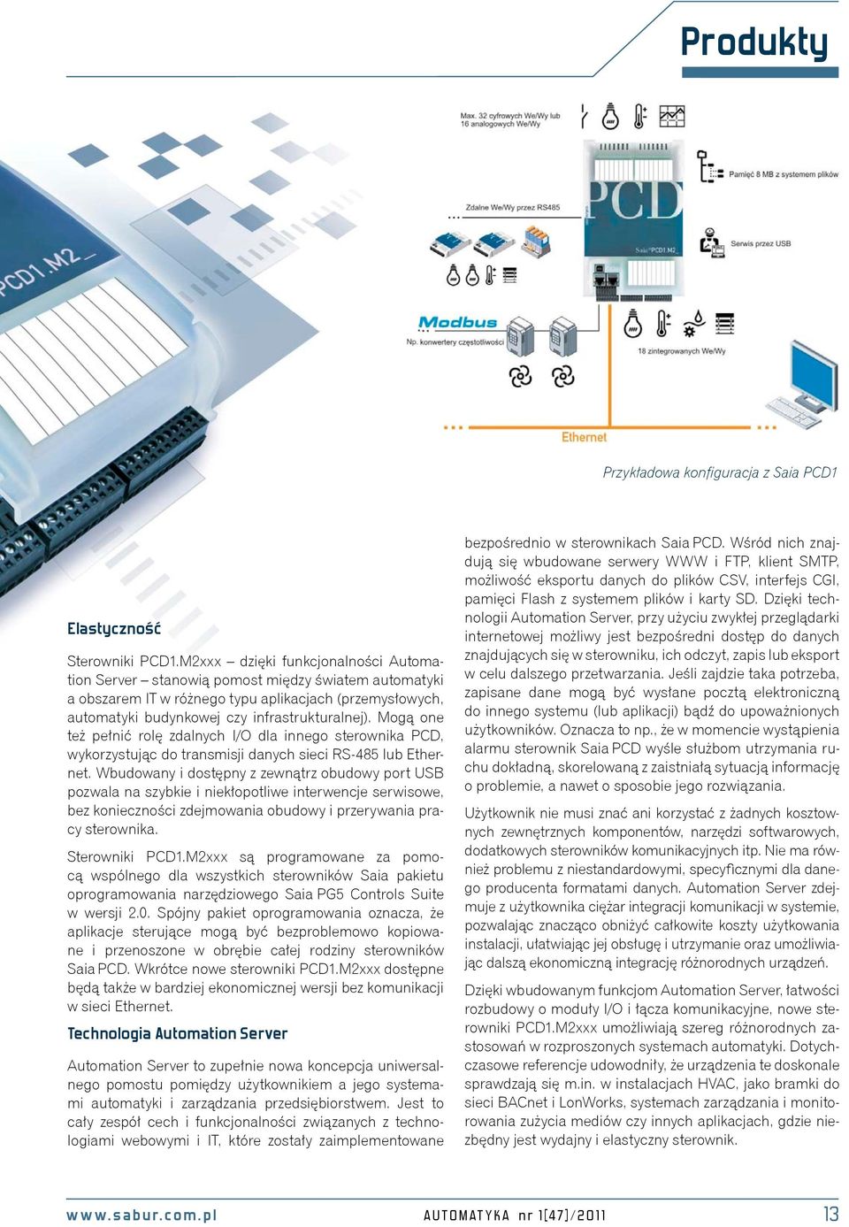 Mogą one też pełnić rolę zdalnych I/O dla innego sterownika PCD, wykorzystując do transmisji danych sieci RS-485 lub Ethernet.