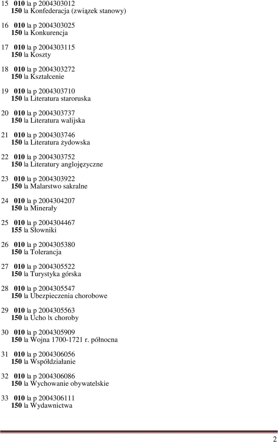 a Malarstwo sakralne 24 010 a p 2004304207 150 a Minerały 25 010 a p 2004304467 155 a Słowniki 26 010 a p 2004305380 150 a Tolerancja 27 010 a p 2004305522 150 a Turystyka górska 28 010 a p