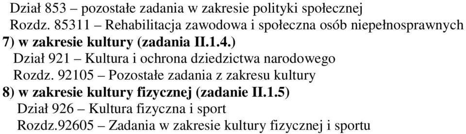 ) Dział 921 Kultura i ochrona dziedzictwa narodowego Rozdz.