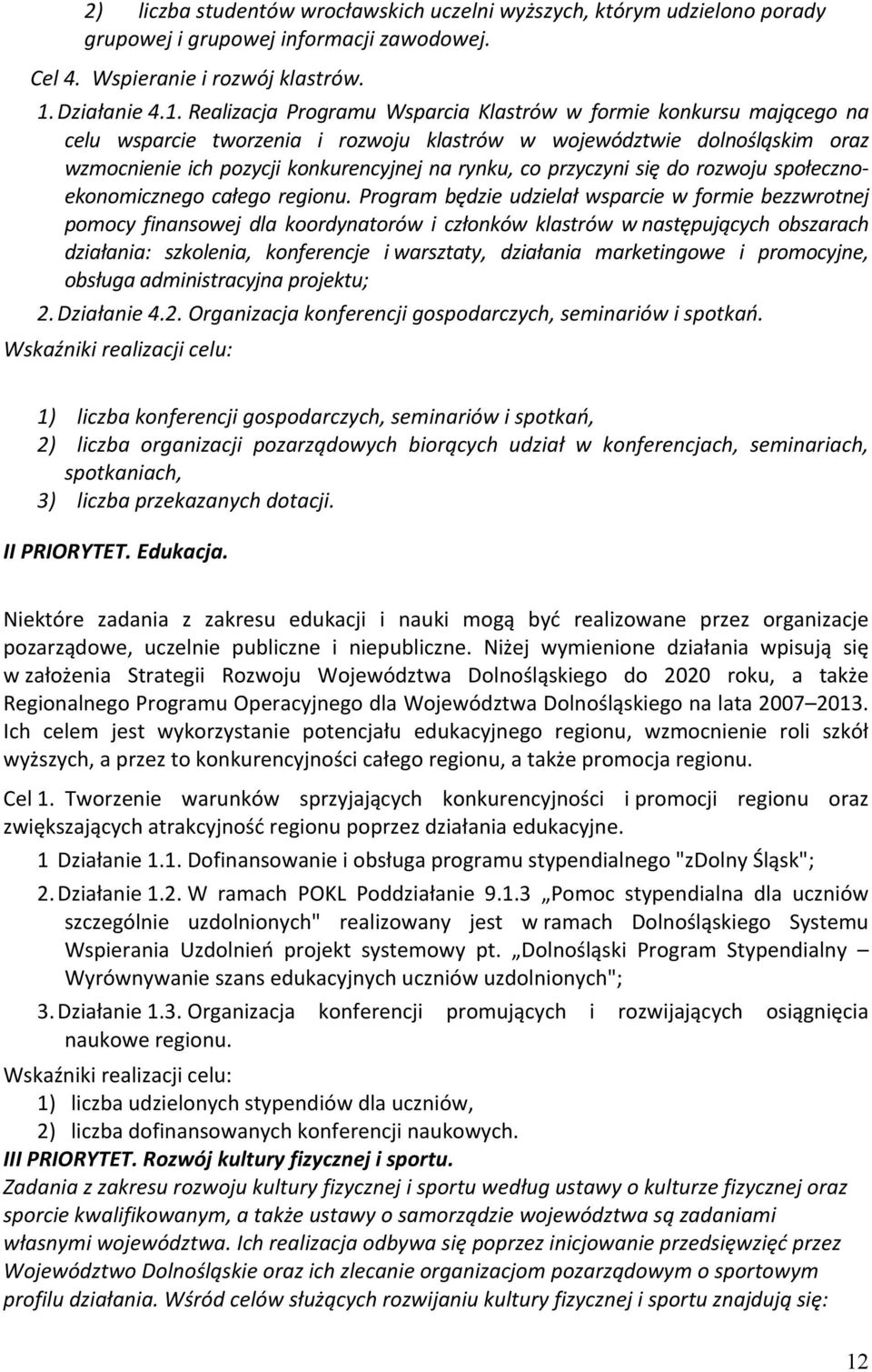 Realizacja Programu Wsparcia Klastrów w formie konkursu mającego na celu wsparcie tworzenia i rozwoju klastrów w województwie dolnośląskim oraz wzmocnienie ich pozycji konkurencyjnej na rynku, co