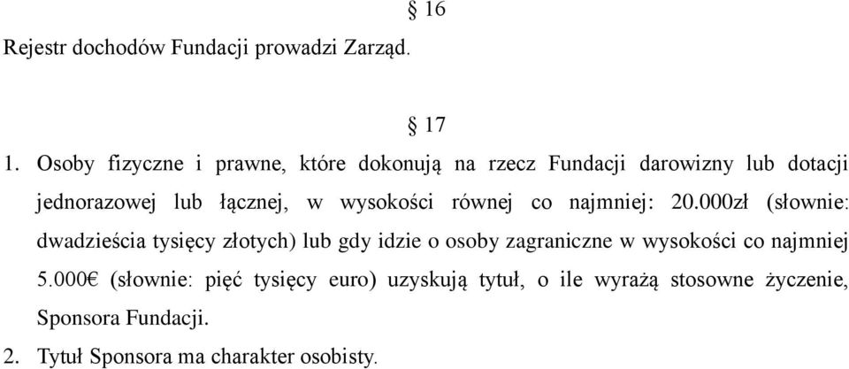 wysokości równej co najmniej: 20.