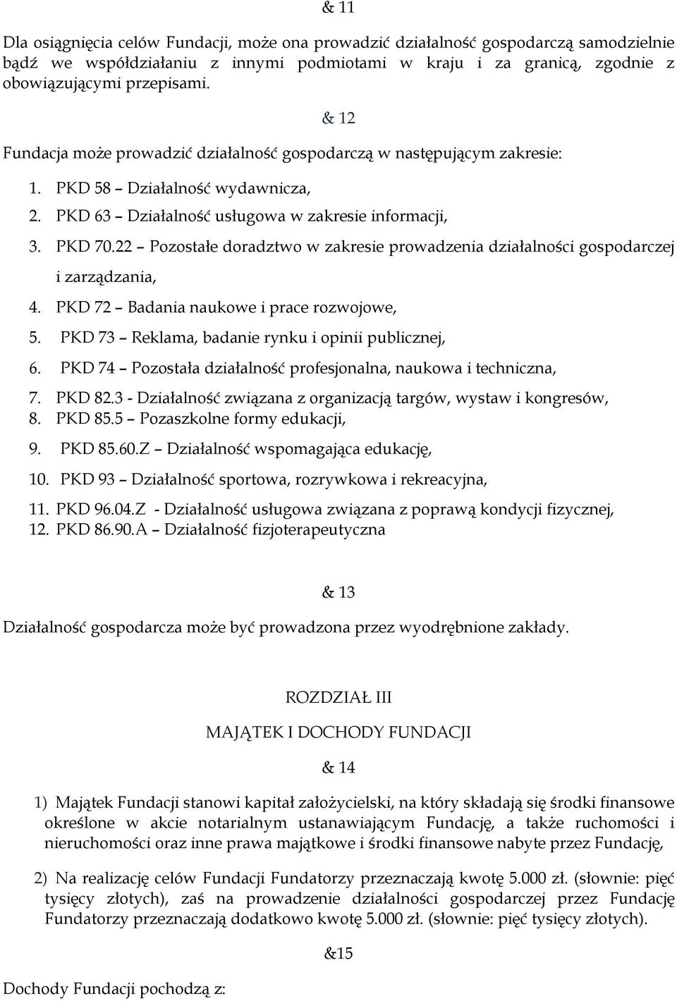 22 Pozostałe doradztwo w zakresie prowadzenia działalności gospodarczej i zarządzania, 4. PKD 72 Badania naukowe i prace rozwojowe, 5. PKD 73 Reklama, badanie rynku i opinii publicznej, 6.