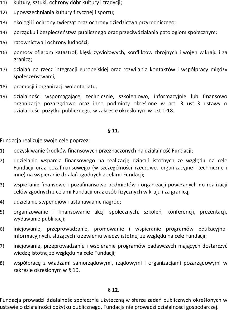 granicą; 17) działań na rzecz integracji europejskiej oraz rozwijania kontaktów i współpracy między społeczeństwami; 18) promocji i organizacji wolontariatu; 19) działalności wspomagającej