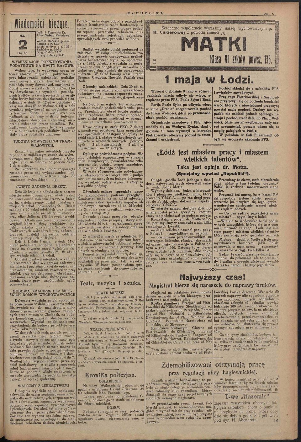 Łodzi wzywa wszystkich płatników, którzy dotychczas nie wymienili posiadanych kwitów sekwestracyjnych na oryginalne kwity kasowe, do zgłaszania się codziennie w godz.