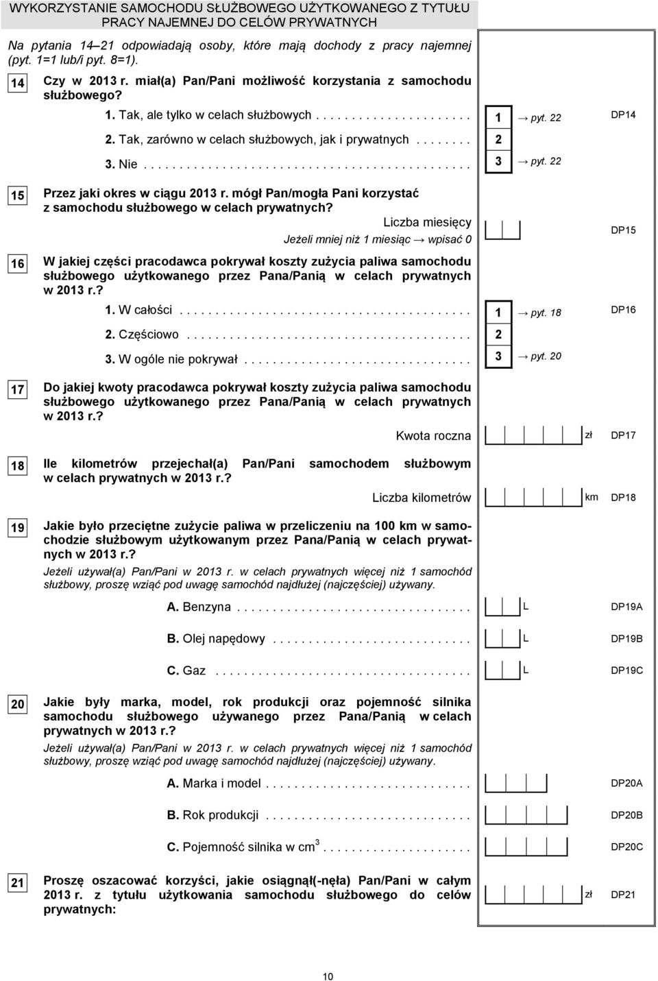 mógł Pan/mogła Pani korzystać z samochodu służbowego w celach prywatnych?