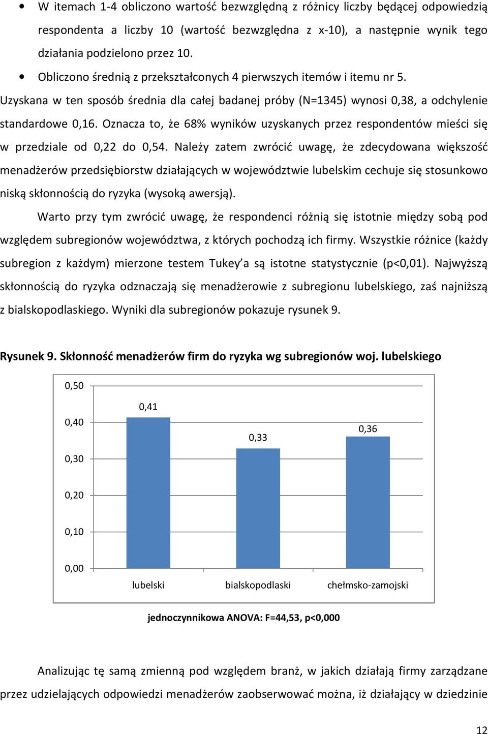 Oznacza to, że 68% wyników uzyskanych przez respondentów mieści się w przedziale od,22 do,54.