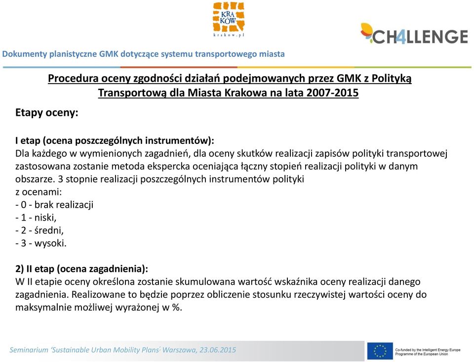 obszarze. 3 stopnie realizacji poszczególnych instrumentów polityki z ocenami: 0 brak realizacji 1 niski, 2 średni, 3 wysoki.