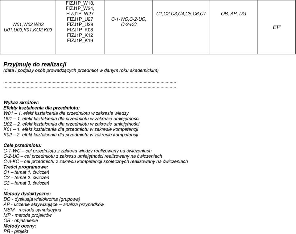 efekt kształcenia dla przedmiotu w zakresie kompetencji K02 2.