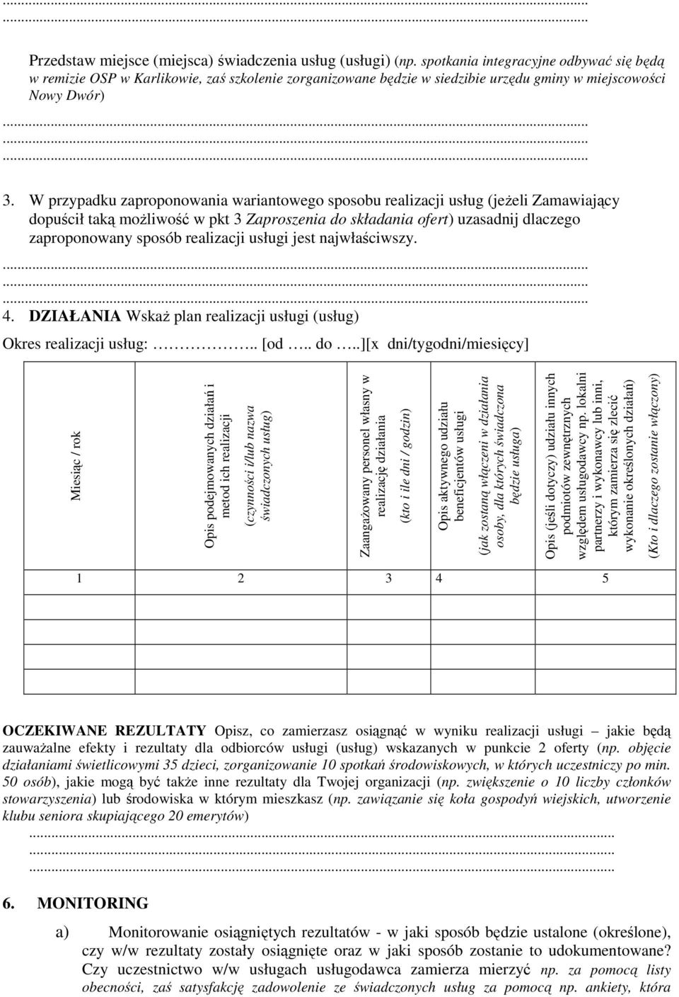 W przypadku zaproponowania wariantowego sposobu realizacji usług (jeŝeli Zamawiający dopuścił taką moŝliwość w pkt 3 Zaproszenia do składania ofert) uzasadnij dlaczego zaproponowany sposób realizacji