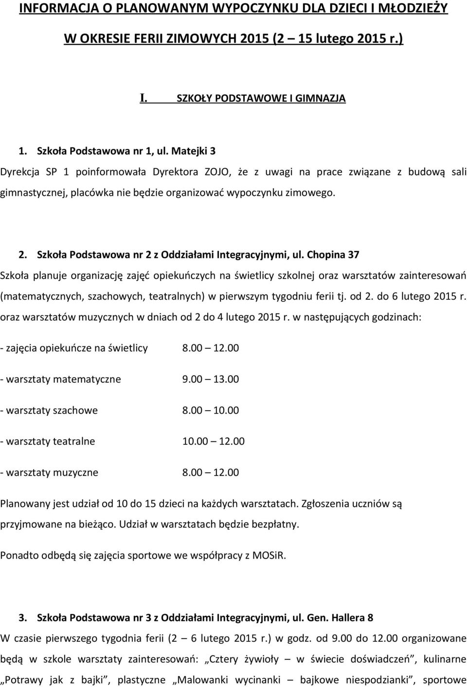 Szkoła Podstawowa nr 2 z Oddziałami Integracyjnymi, ul.