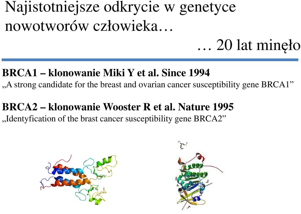 Since 1994 A strong candidate for the breast and ovarian cancer susceptibility gene