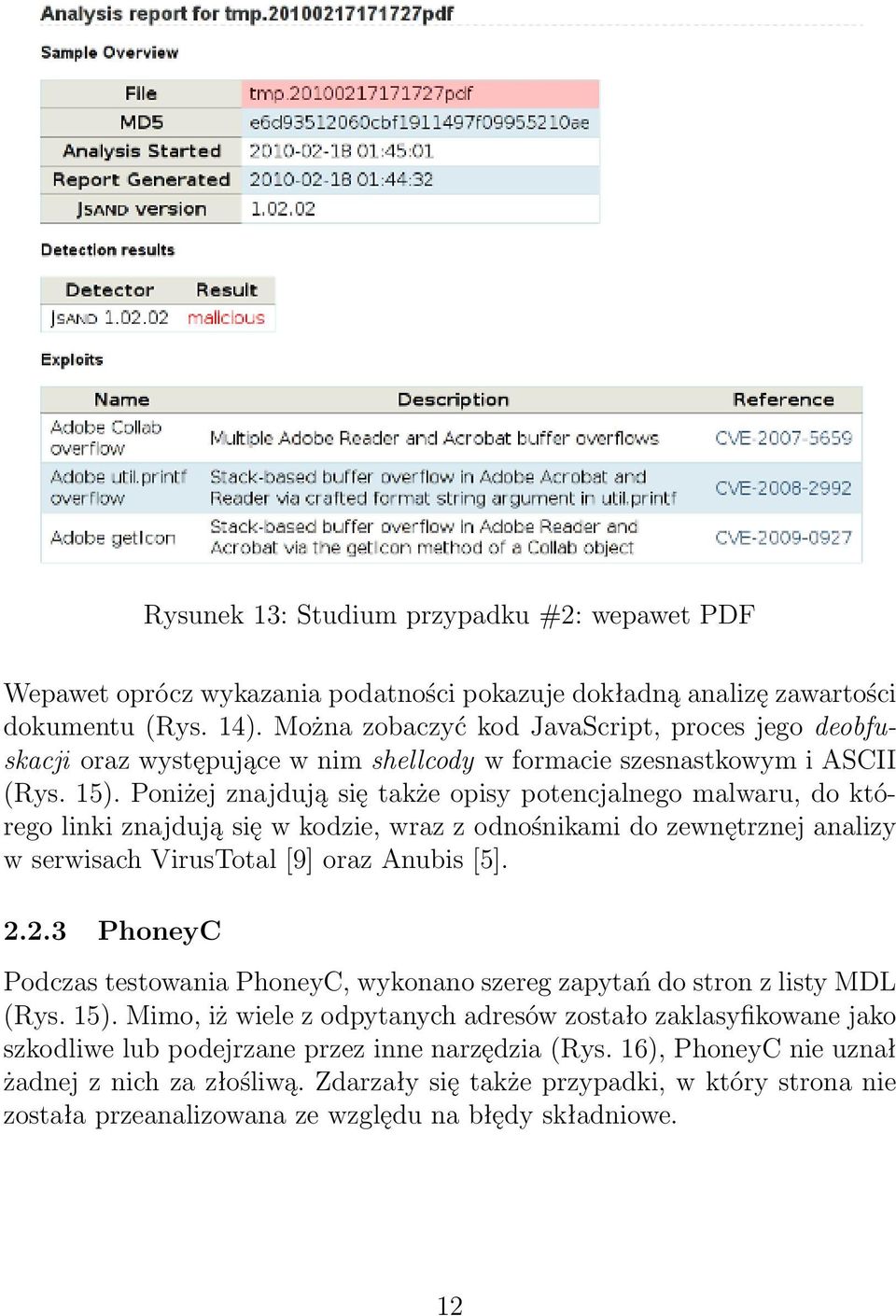 Poniżej znajdują się także opisy potencjalnego malwaru, do którego linki znajdują się w kodzie, wraz z odnośnikami do zewnętrznej analizy w serwisach VirusTotal [9] oraz Anubis [5]. 2.