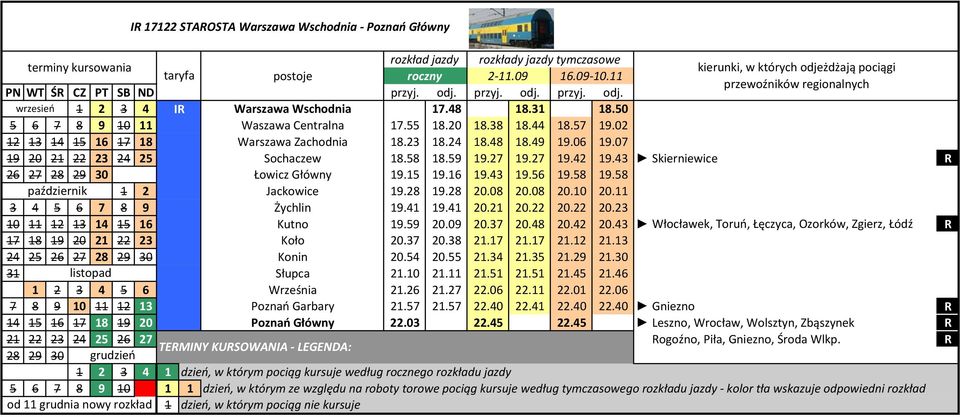 43 Skierniewice 26 27 28 29 30 Łowicz Główny 9.5 9.6 9.43 9.56 9.58 9.58 październik 2 Jackowice 9.28 9.28 20.08 20.08 20.0 20. 3 4 5 6 7 8 9 Żychlin 9.4 9.4 20.2 20.22 20.22 20.23 0 2 3 4 5 6 Kutno 9.