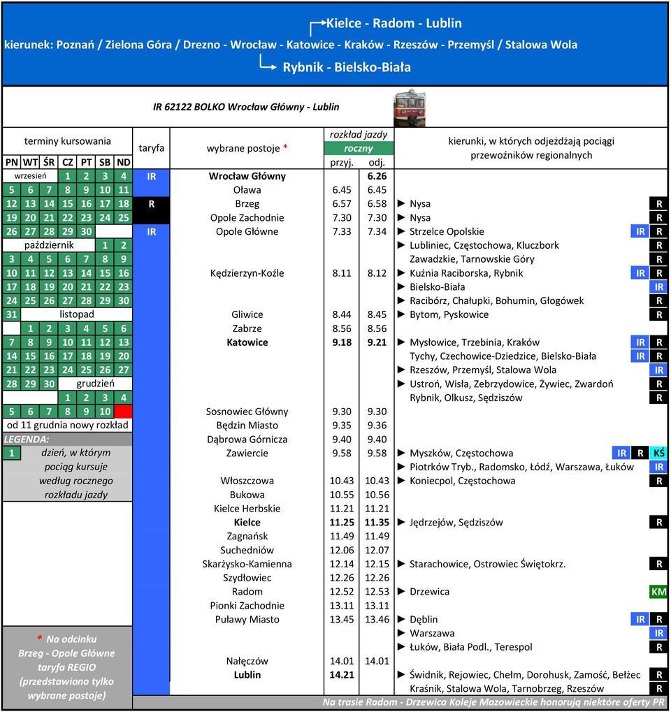 30 Nysa 26 27 28 29 30 I Opole Główne 7.33 7.34 Strzelce Opolskie I październik 2 Lubliniec, Częstochowa, Kluczbork 3 4 5 6 7 8 