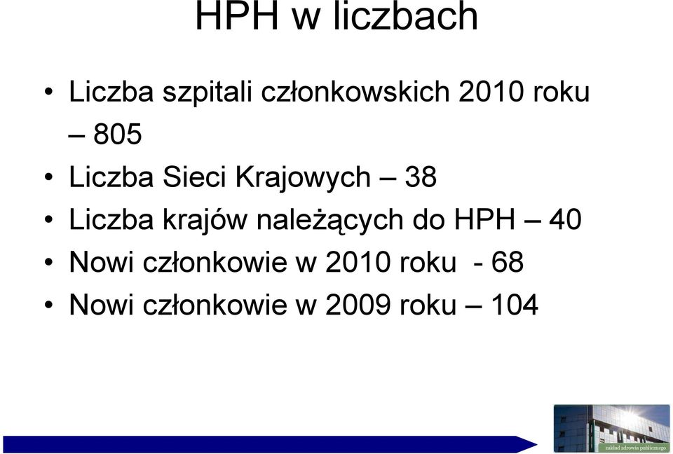 Liczba krajów naleŝących do HPH 40 Nowi