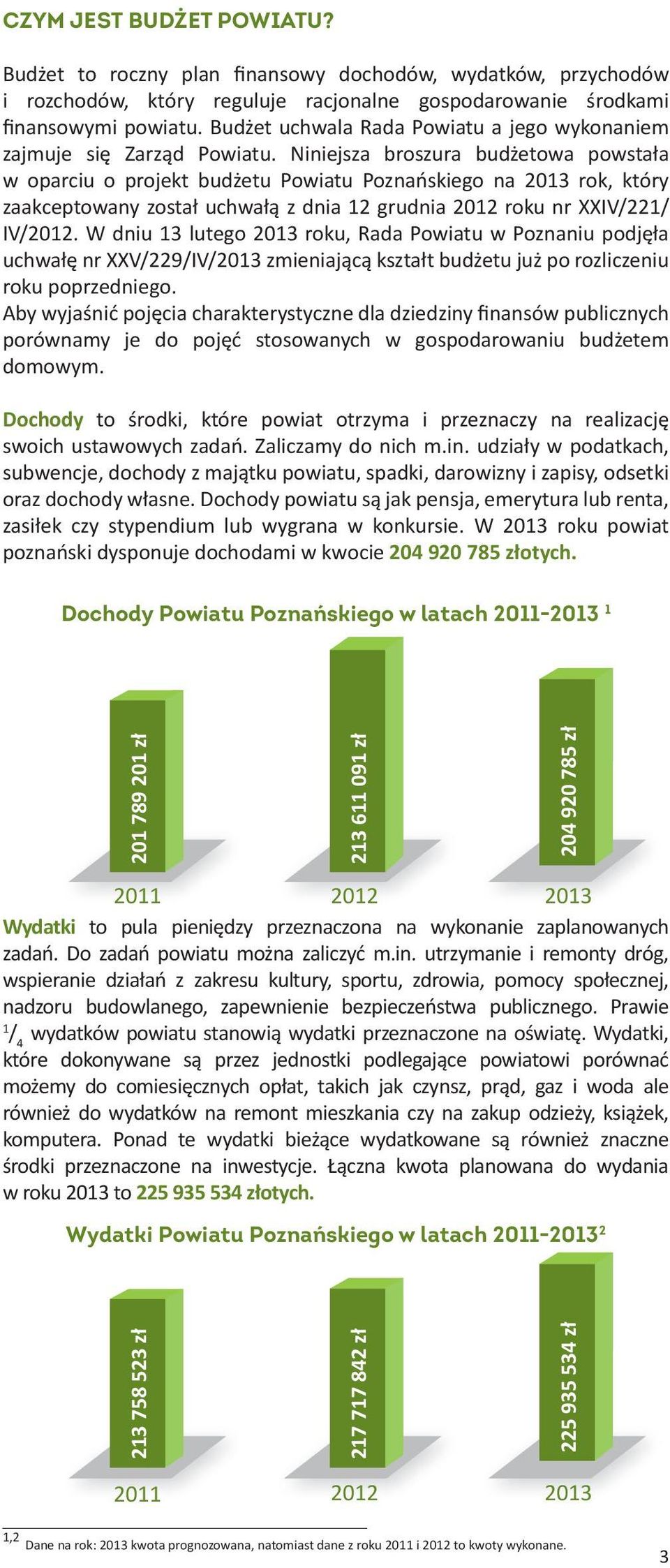 Niniejsza broszura budżetowa powstała w oparciu o projekt budżetu Powiatu Poznańskiego na 2013 rok, który zaakceptowany został uchwałą z dnia 12 grudnia 2012 roku nr XXIV/221/ IV/2012.