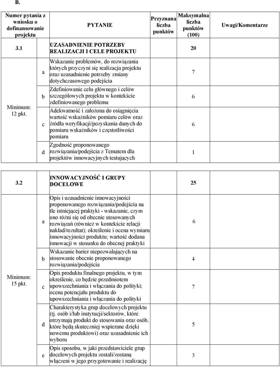 b c Zdefiniownie celu głównego i celów szczegółowych projektu w kontekście zdefiniownego problemu Adekwtność i złożon do osiągnięci wrtość wskźników pomiru celów orz źródł weryfikcji/pozyskni dnych