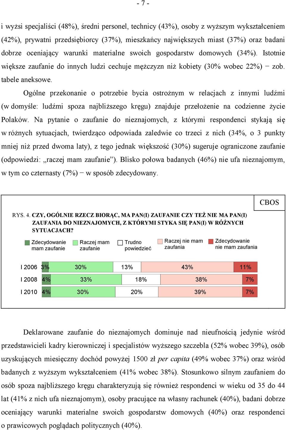 Ogólne przekonanie o potrzebie bycia ostrożnym w relacjach z innymi ludźmi (w domyśle: ludźmi spoza najbliższego kręgu) znajduje przełożenie na codzienne życie Polaków.