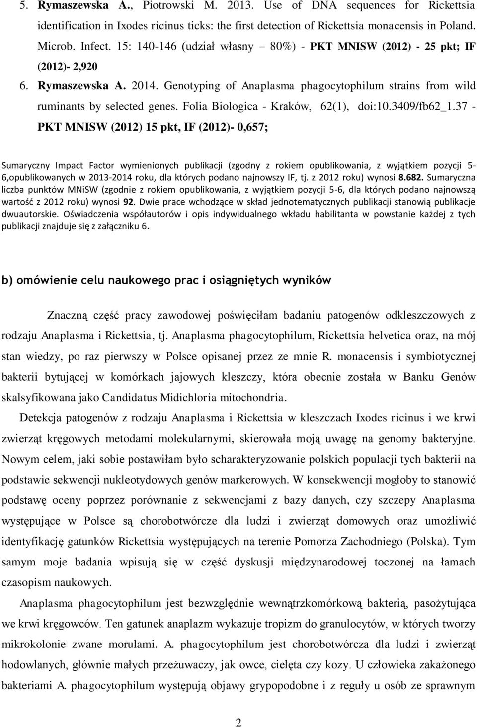 Folia Biologica - Kraków, 62(1), doi:10.3409/fb62_1.