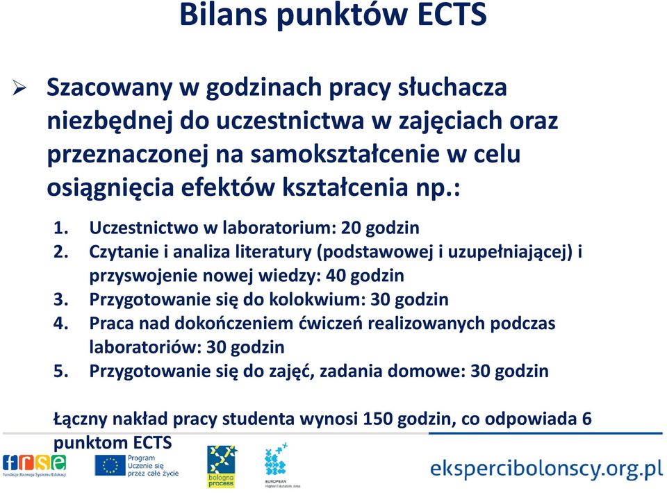 Czytanie i analiza literatury (podstawowej i uzupełniającej) i przyswojenie nowej wiedzy: 40 godzin 3. Przygotowanie się do kolokwium: 30 godzin 4.