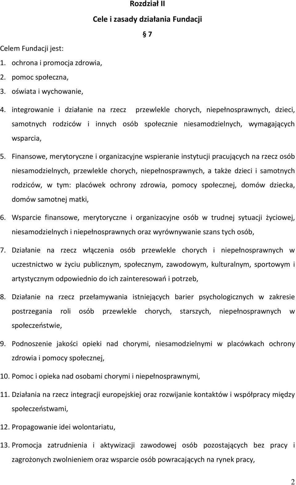 Finansowe, merytoryczne i organizacyjne wspieranie instytucji pracujących na rzecz osób niesamodzielnych, przewlekle chorych, niepełnosprawnych, a także dzieci i samotnych rodziców, w tym: placówek