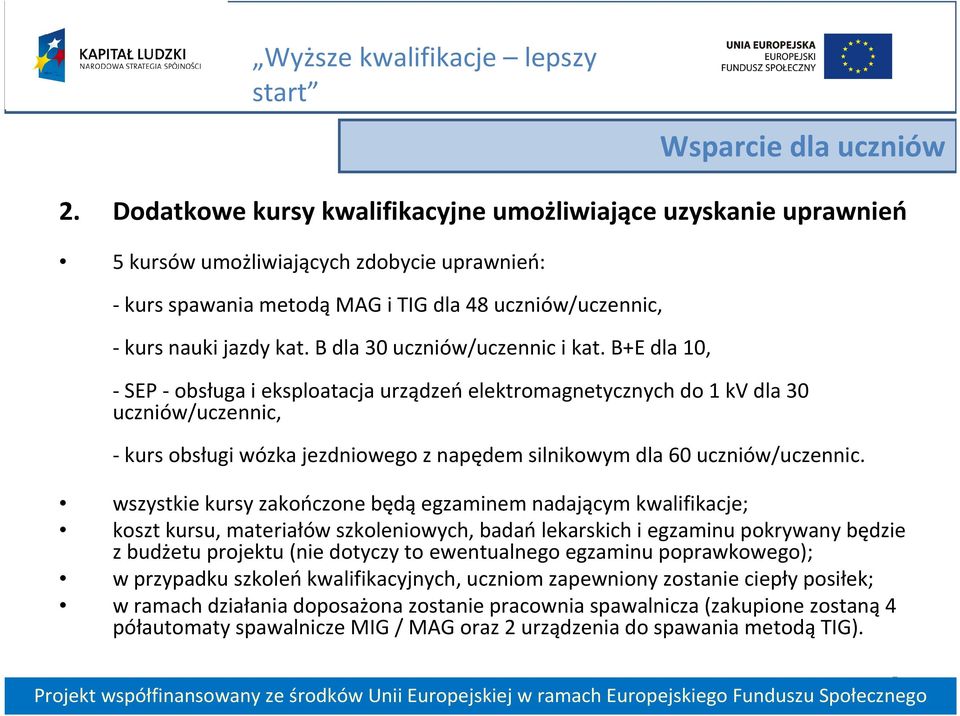 B dla 30 uczniów/uczennic i kat.